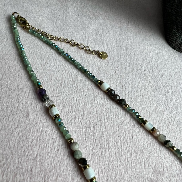 SOLD Bead Necklace Faux Shell Pendant Charm Beach Jewelry seashell beaded neckla - Picture 15 of 15